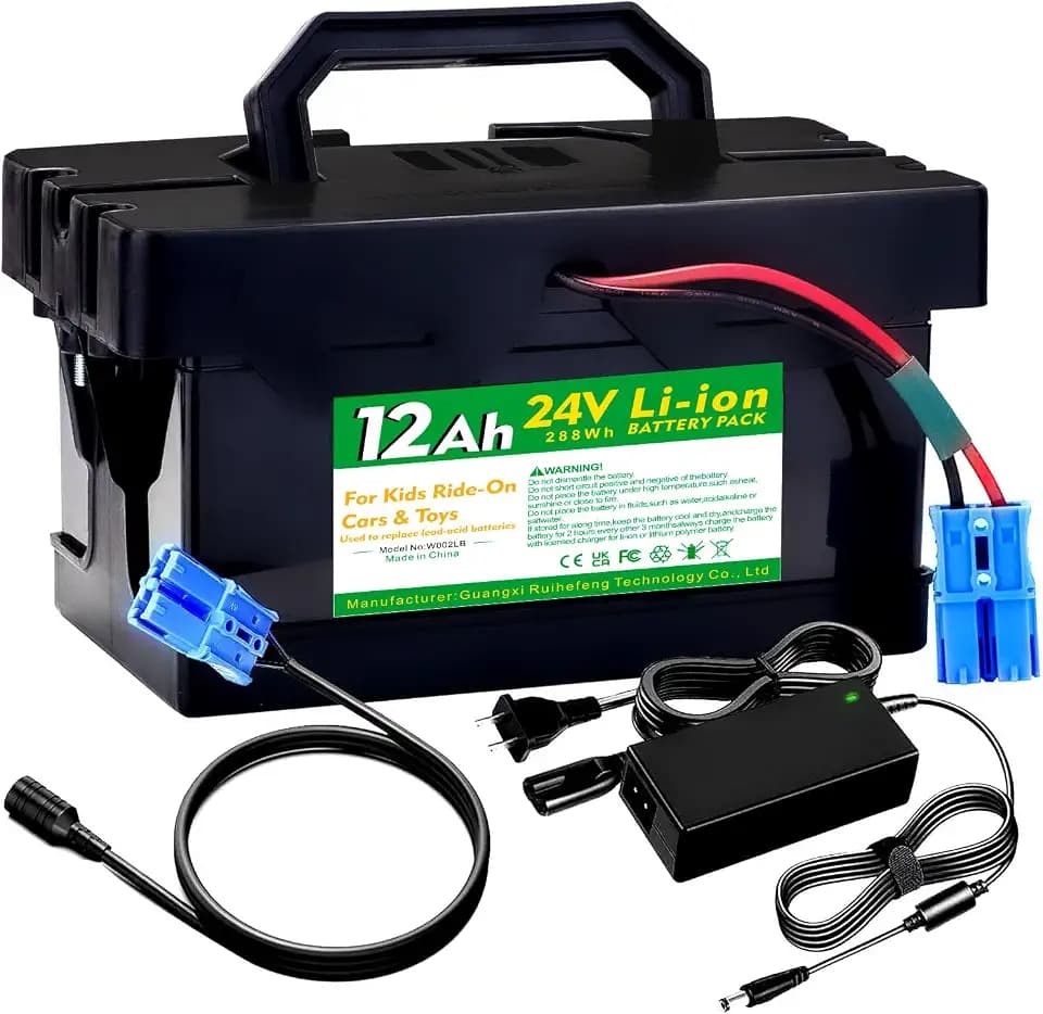24V 12Ah Li-ion Battery with Charger for Ride-On Cars & Toys Compatible with Dynacraft Realtree 24V UTVs