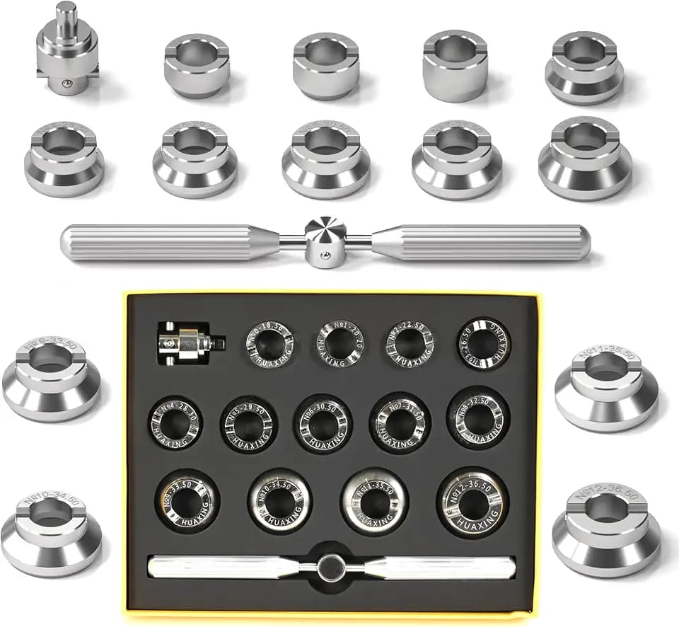 Watch Back Remover Tool, 5537 Watch Case Back Opener Tools, Heavy Duty Alloy Steel Watch Repair Tools Kit Fit for Rolex Tudor with 13PCS Precision Dies 18.5mm-36.5mm