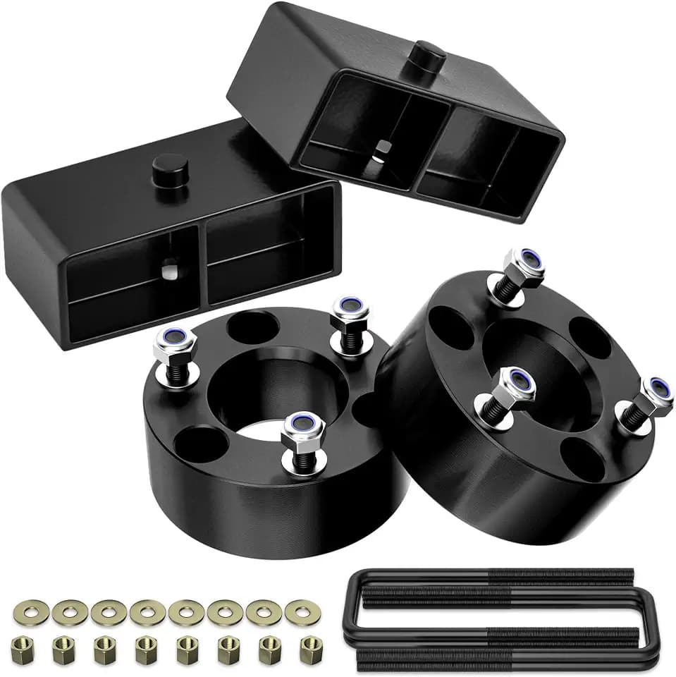 PROEZE 3" Front and 2" Rear Leveling Lift Kits for 2005-2023 Frontier 2WD 4WD, 3 inch Front Strut Spacers and 2 inch Rear lift block Extended Square U-Bolts (Black) (2009-2012 Suzuki Equator)