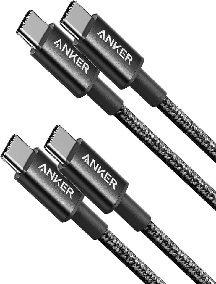 Anker USB C to USB C Cable, 60W Fast Charging Cable (2-Pack, 3.3 ft, Black)