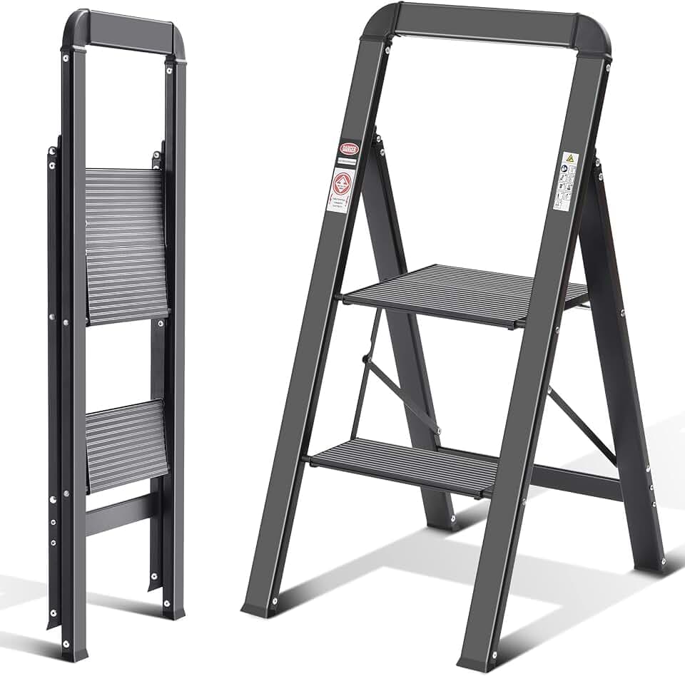 KINGRACK Leiter Aluminium, Trittleiter 2 Stufen Klappbar, Leicht