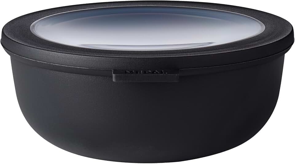 Mepal Multi Bowl Cirqula Round - Mikrowellen Geschir - Geeignet als Luftdichte Aufbewahrungsbox für den Kühlschrank, Mikrowellengeschirr & als Frischhaltedosen - 1250 ml - Nordic black