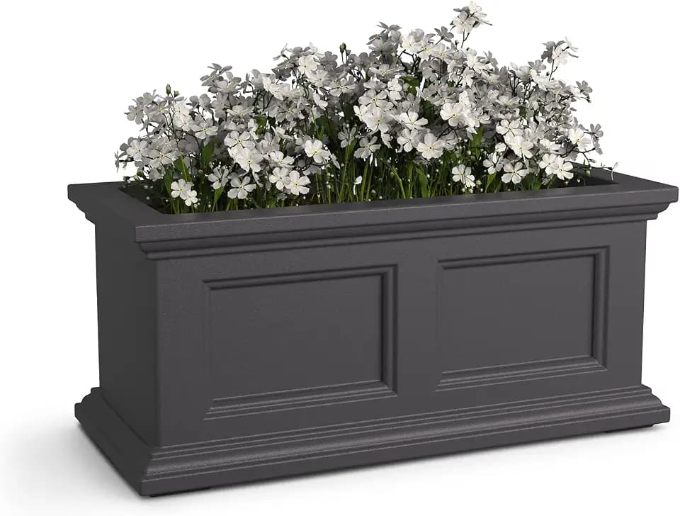 Mayne Fairfield 24in Self-Watering Rectangular Window Box Planter, Gray