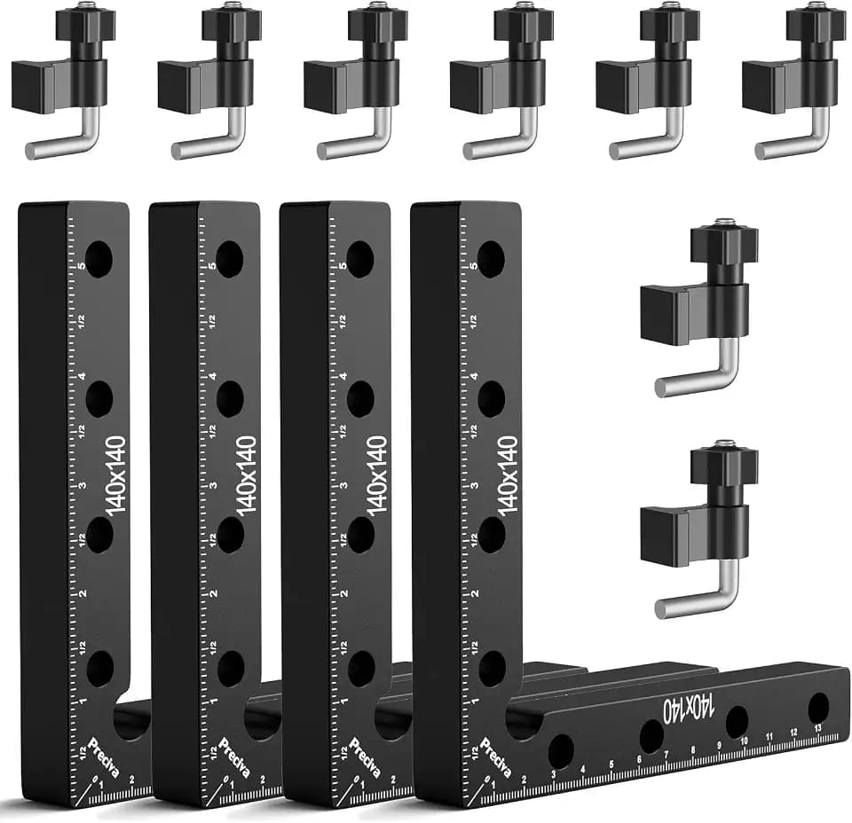 Preciva 90 Grad rechtwinklige Positionierung, quadratische Klemme, Aluminiumlegierung, rechtwinklige Klemme, Holzbearbeitungsblock für Bilderrahmen, Schrankschubladen – 4 Sets (14 cm)
