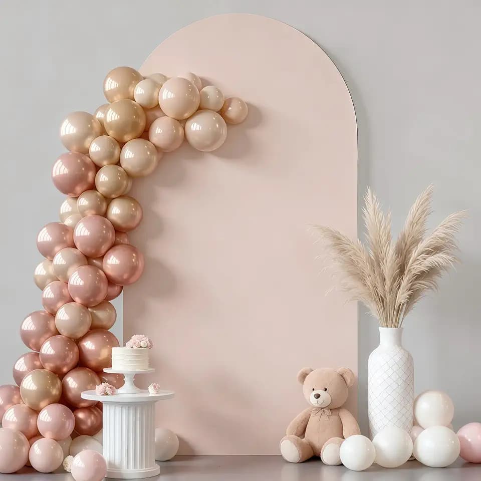 7.2FT Nude Arch Backdrop Cover - Spandex Fitted Wedding Arch Stand Covers Round Top Chiara Arch Backdrop Cover for Birthday Party Banquet Photo Background Decoration