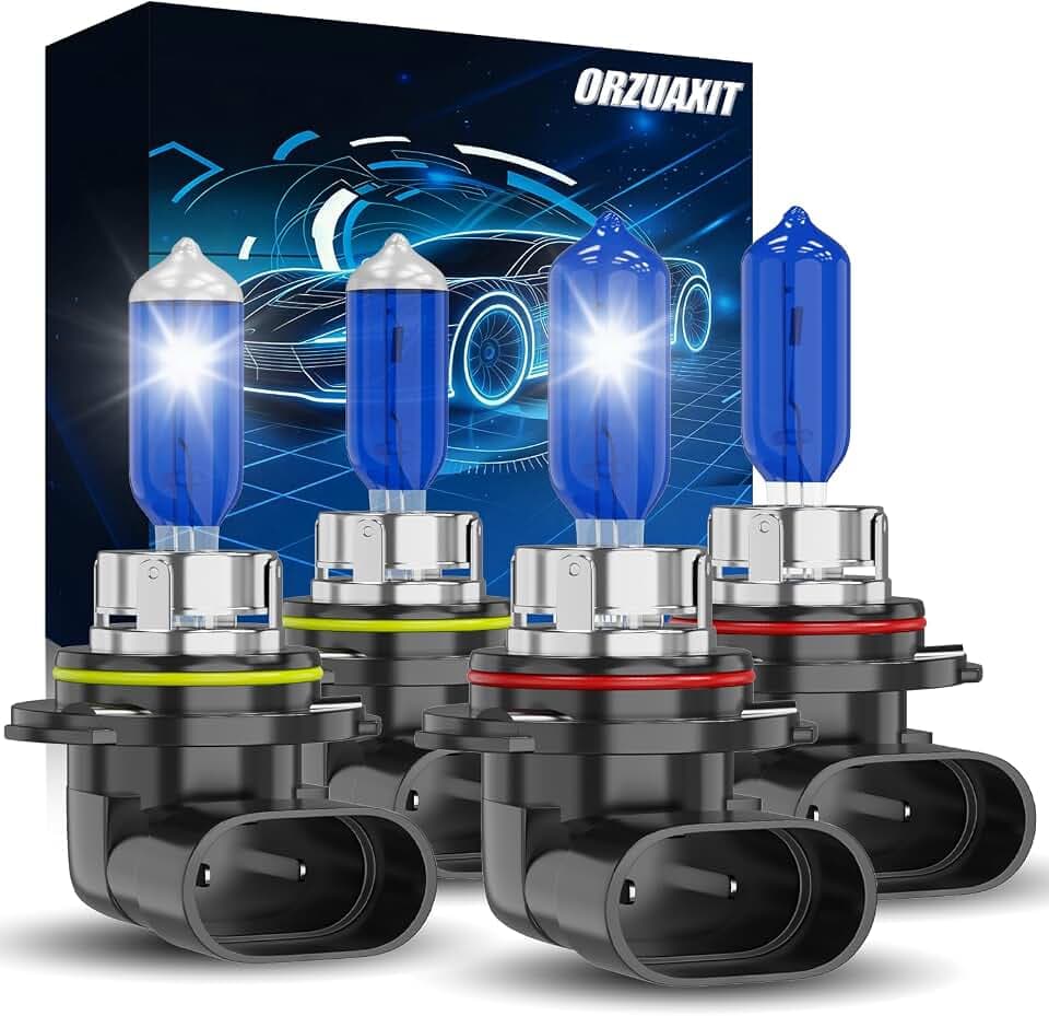 Headlight Bulb Fit For Dodge Charger 2006 2007 2008 2009 2010 High Beam Low Beam Headlamp Set, 6000K White Light Halogen Bulb 65W, 300% Brightness, 4-Pack
