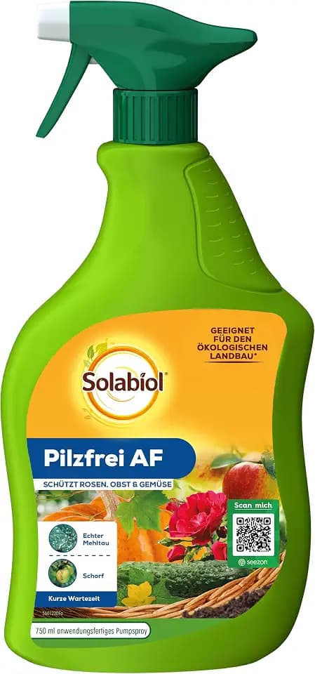 Solabiol Pilzfrei AF, anwendungsfertiges biologisches Pilzmittel gegen Echten Mehltau an Rosen, sowie Obst- und Gemüsearten, 750 ml Pumpsprüher