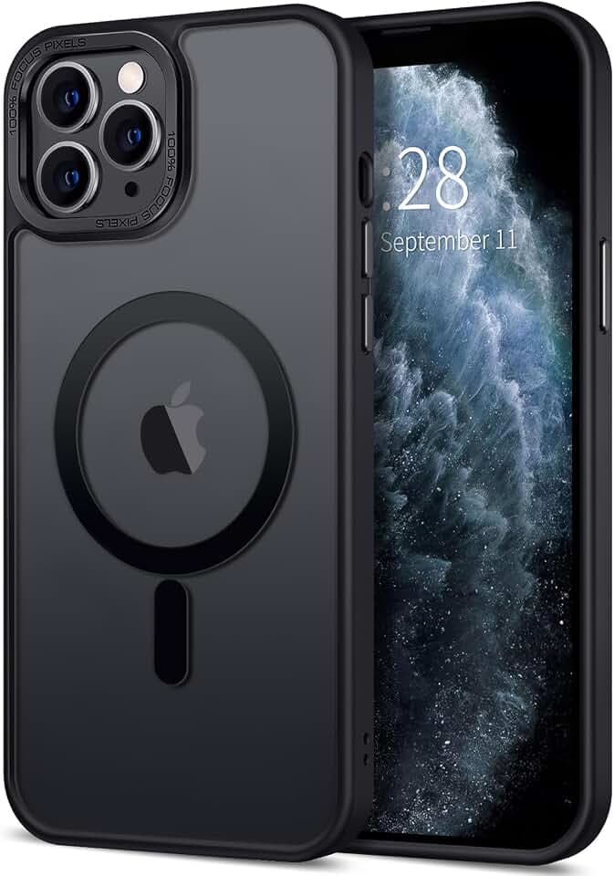Hython Case for iPhone 11 Pro Max Case Magnetic Translucent Matte Phone Cases 6.5" [Compatible with MagSafe] Thin Slim Fit Shockproof Bumper Hard Protective Cover for Women Men Girls, Frosted Black