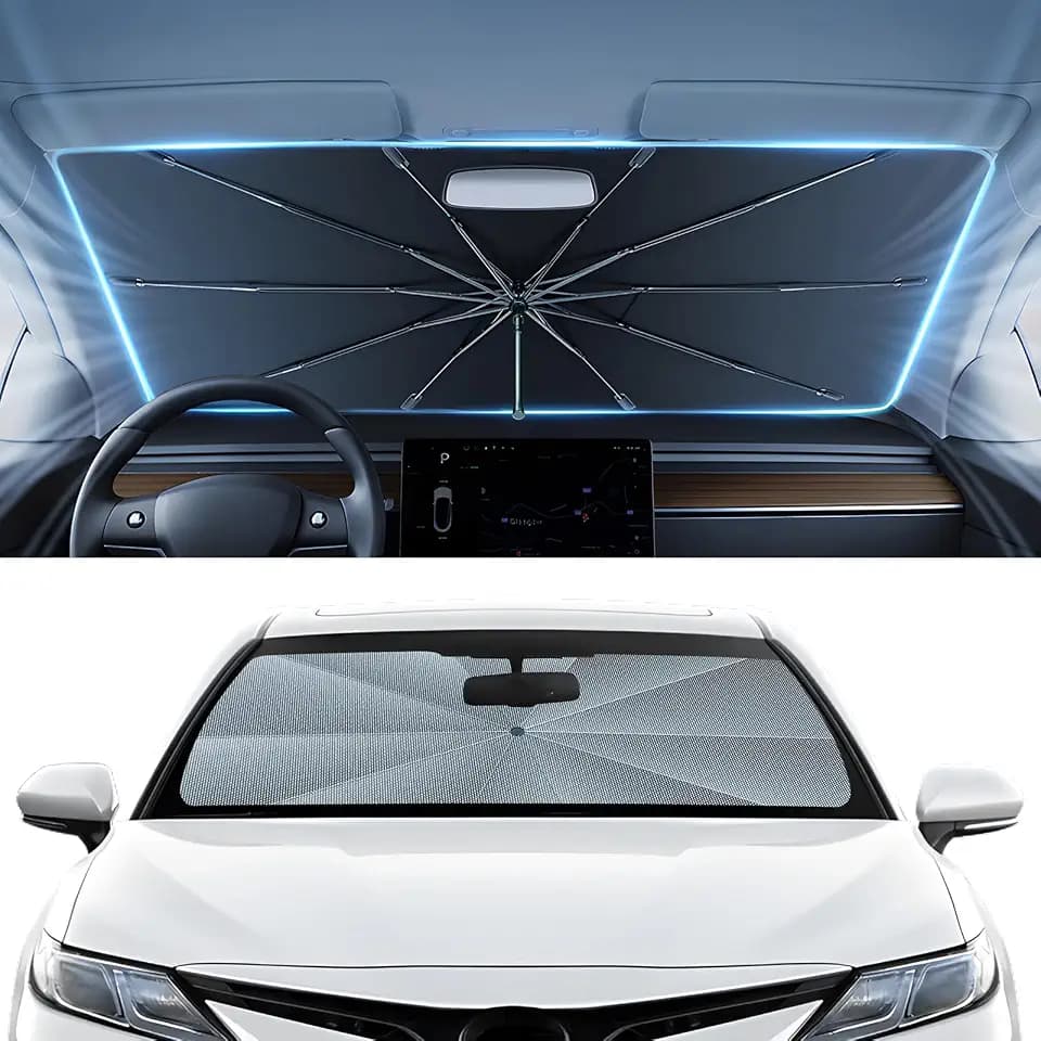 Autorder Windshield Sun Shade Umbrella for 2018-2026 Toyota Camry Accessories,Upgraded Ice Crystal Material,Easy Setup Umbrella Sunshade for Car Windshield,100% Sun Blocking