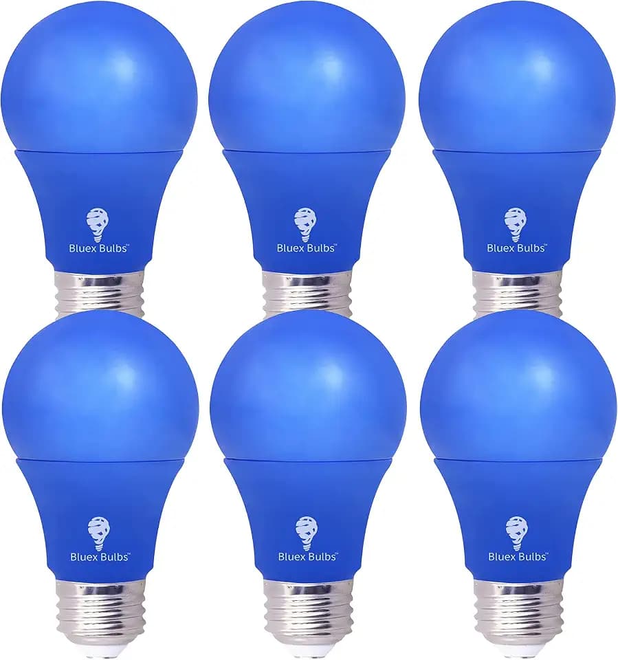 6 Pack BlueX LED A19 Blue Light Bulb - 9W (60Watt Equivalent) - E26 Base Blue LED Bulb, Party Decoration, Porch, Home Lighting, Holiday Lighting, Decorative Illumination