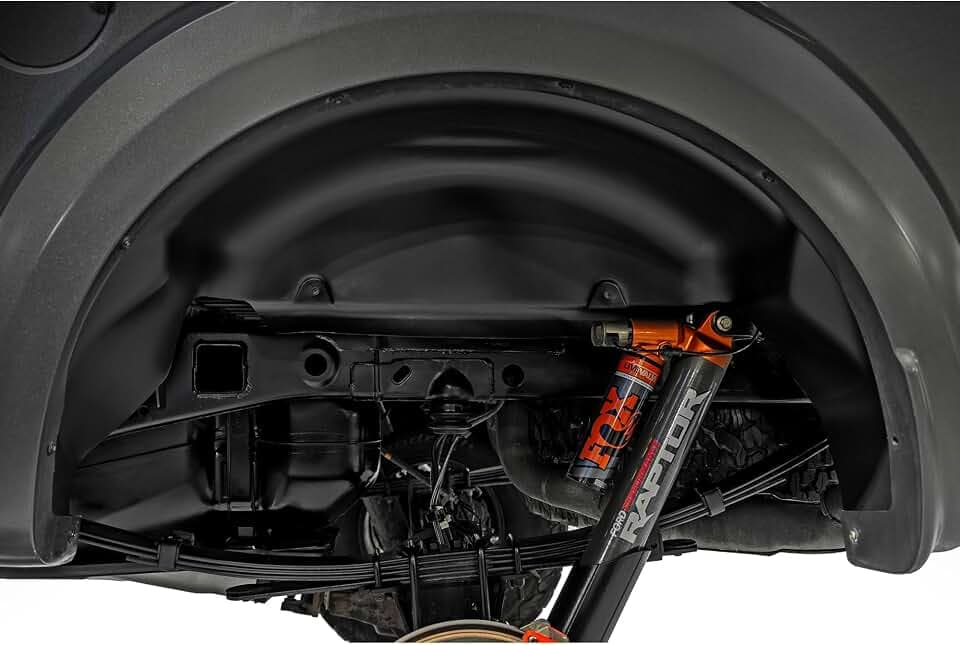 Rough Country Rear Wheel Well Liners for Ford F-150 Raptor 4WD (2017-2020) - Heavy-Duty Rear Fender Liners for Mud & Debris Protection, Made in USA