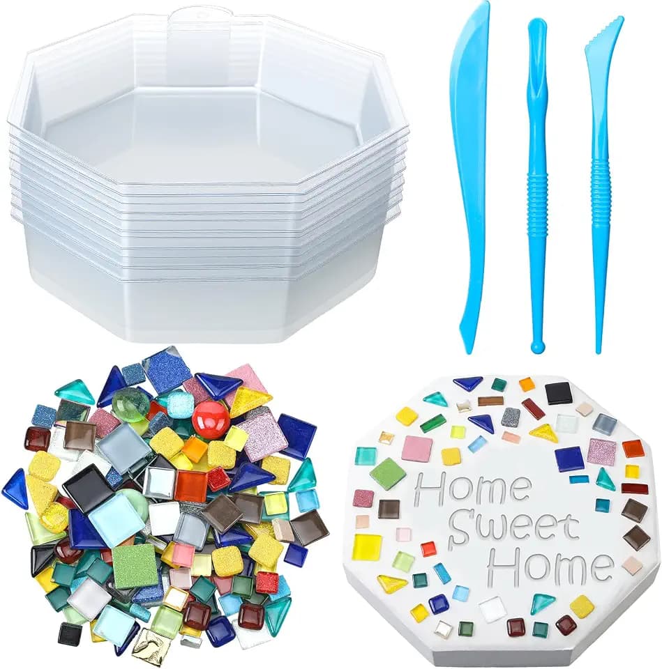 LOYIM 24 Pcs Stepping Stone Mold DIY Craft Kit for Garden, Octagon, 10 Inch