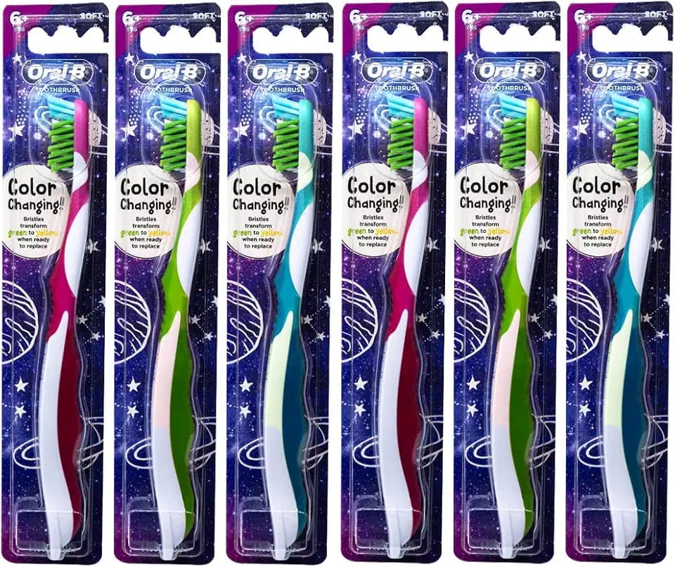 Oral-B Pro-Health Junior CrossAction Galaxy Toothbrush, Ages 6+, Soft - Pack of 6