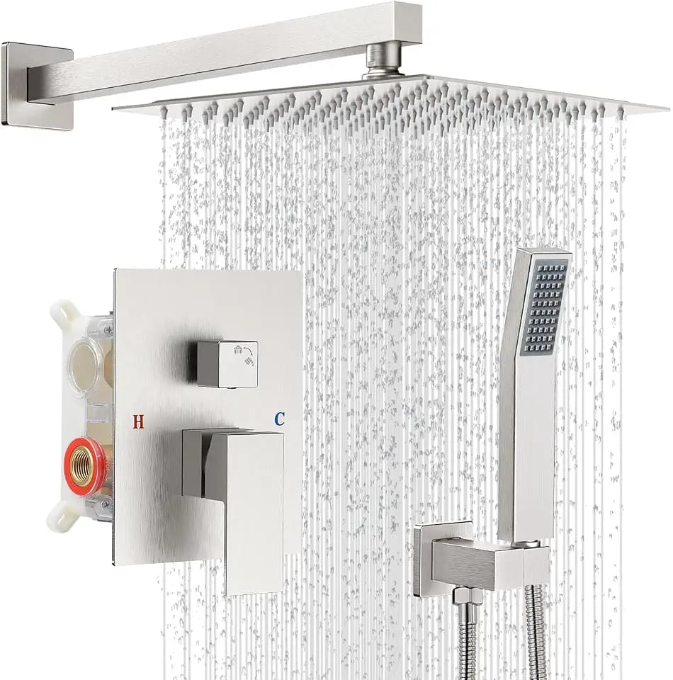Shower Faucet Set 10‘’ Shower Head,Brush Nickel Shower System