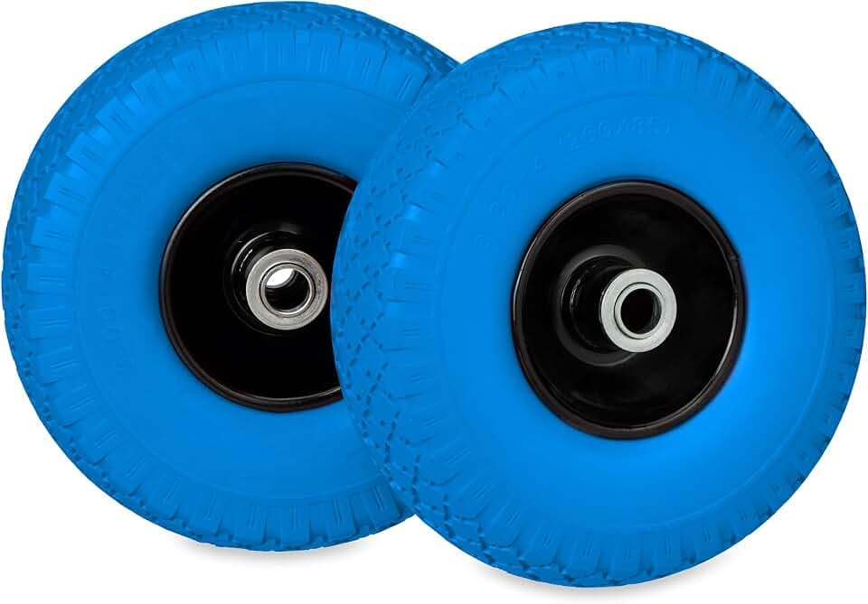 Relaxdays Schubkarrenrad 3.00-4, 2er Set, Vollgummi, Stahlfelge, pannensicheres Sackkarrenrad, 100 kg, Farbauswahl
