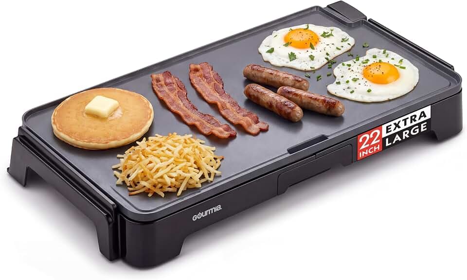 Gourmia Electric Griddle - 22” XL Nonstick Ceramic Cooking Surface, Black