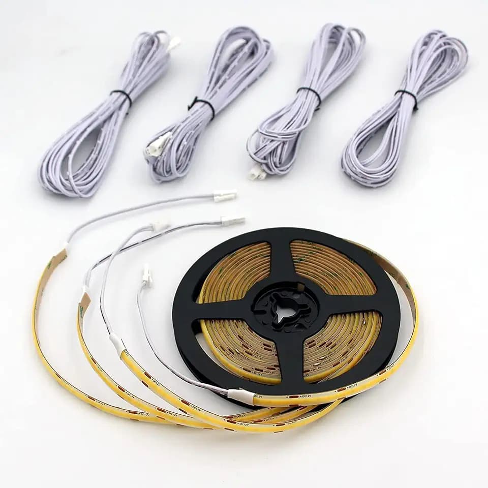 4 Pack Cuttable COB LED Strip Lights with 16.4ft Long Extension Cable Used for Indoor LED Stair Lights (60 inch, Cool White 6000K)