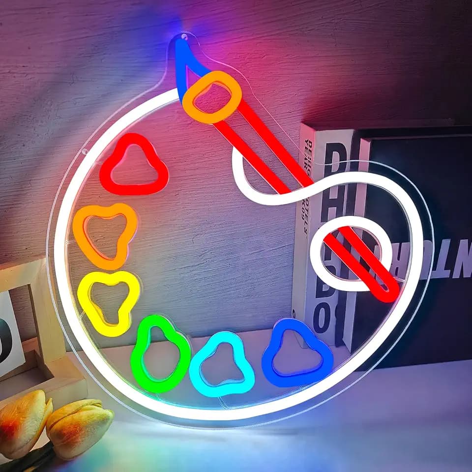 Art Classroom Neon Sign Dimmable Paint Palette Neon Lights for Classroom Colorful Arts Room Decor Drawing Room Led Wall Art Studio Light Up Sign Gift for Painter