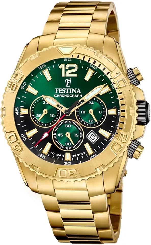Festina Herrenuhr Analog aus Edelstahl 316l Goldfarben F20684/3