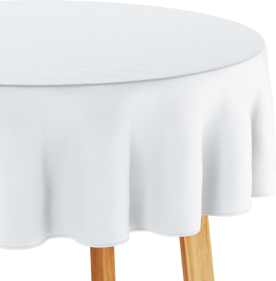 Tischdecke 140x200 cm oval Weiß Abwaschbar Für Indoor Outdoor geometrisches Zickzackmuster Verte