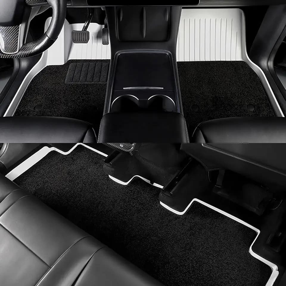 Floor Mats & Carpet for Tesla 2024-2026 Model 3 5-Seat White 6 pcs