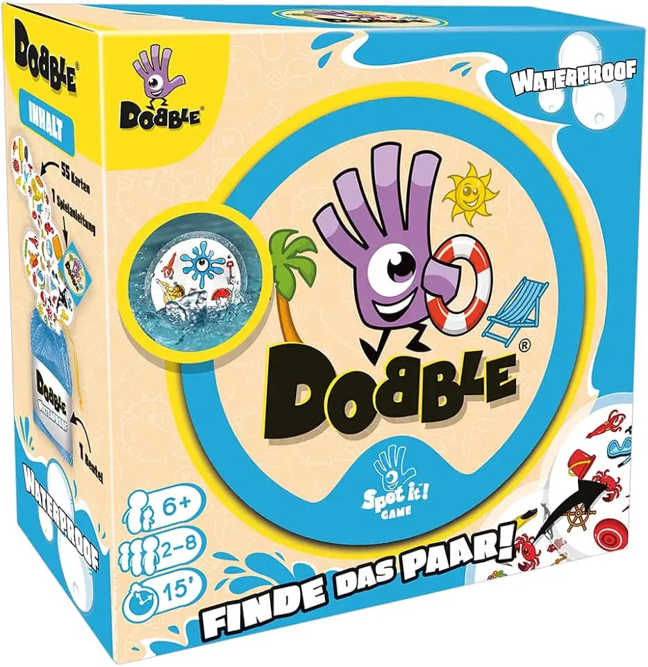 Asmodee, Dobble Waterproof Eco, Rasantes Familienspiel, Deutsch