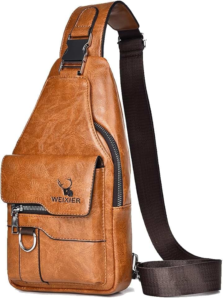 A-QMZL Sling Bags Brusttasche Herren Crossbody Umhngetasche Kleine Schultertaschen Crossbody-Taschen PU-Leder Wasserdicht Casual Chest Taschen für Männer und Damen