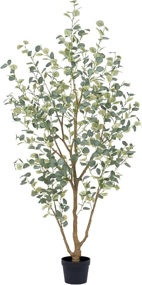 Eukalyptus Baum künstlich 210cm, künstliche Pflanzen groß mit 689 Seidenblättern, Große Kunstpflanzen Wie echt-Kunstpflanzen Indoor für Wohnzimmer, Büro oder Schlafzimmer