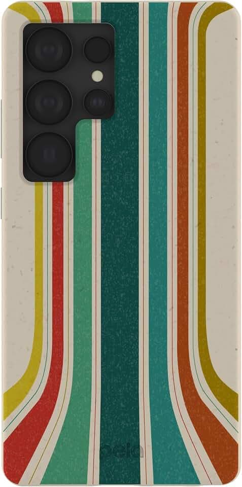 Pela | Phone Case Compatible with Samsung Galaxy S25 Ultra | Groovy and Funky Collection | Supports Wireless Charging | Cute Eco Friendly | LFog Retro Lines