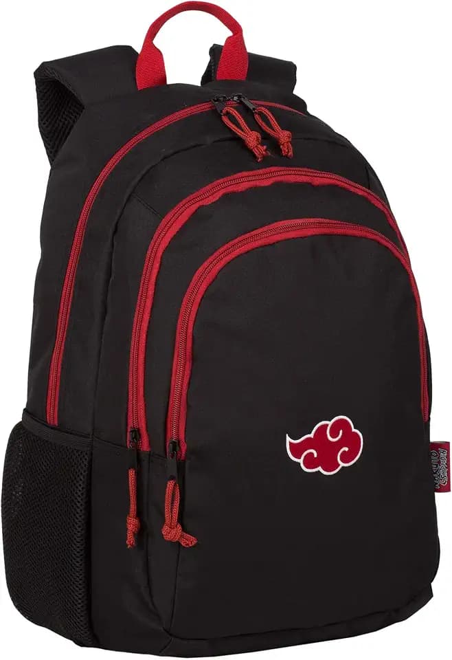 Schulranzen Naruto Cloud - Schulranzen mit Doppeltem Fach und Vordertasche - Seitentaschen - Mit Laptopfach und Gefüttertem Innenraum - Trolley Rucksack Anpassbar - 19 x 31 x 42 cm - Toybags