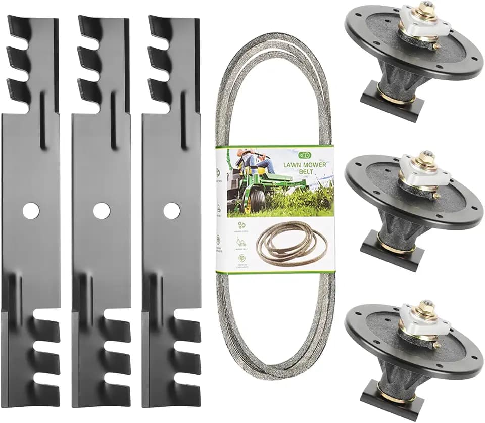 48" Deck 107-8504 Spindle Rebuild Kit Include 3 Pack Spindles, for Toro Z Master Z400 Z410 Z449 Z450 Z453 Z500 Z528, with 3 Blades 038-5350-00,707577 and 1 176" Belt for Toro 106-7369