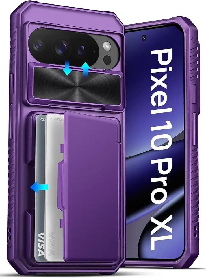 ATATOO for Google Pixel 10 Pro XL Case Wallet with Card Holder, Dark Purple