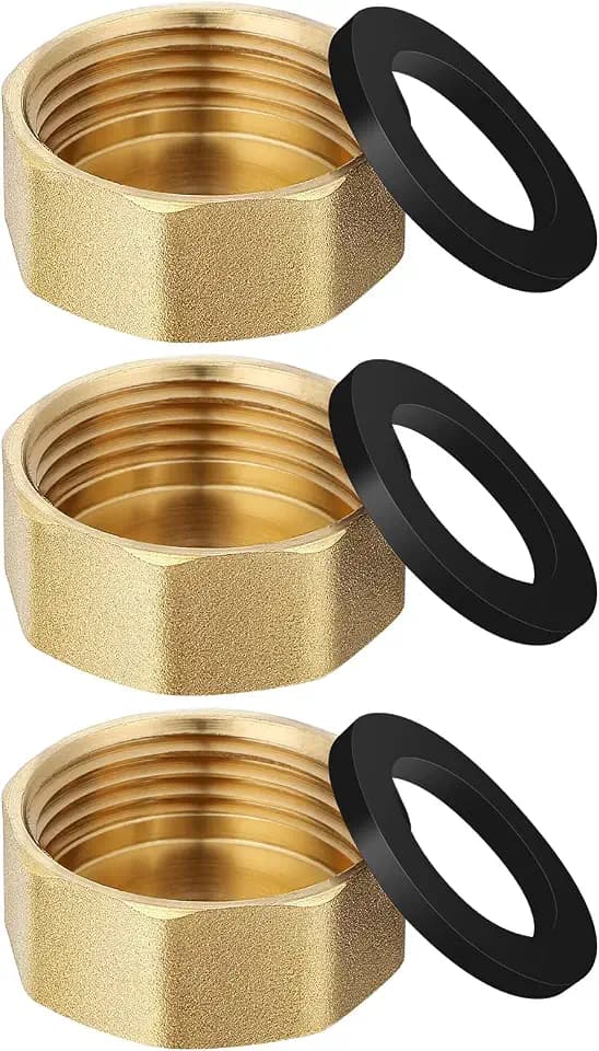 Flintronic Messing Kappe G1" Innengewinde(Ø30.5mm), 3 Stück Rohrkappe Endkappe Gewindefitting, Messingkappe Sechskant, Reduzierstück aus Messing, für Trinkwasser Haus Garten Geräte Bewässerungs