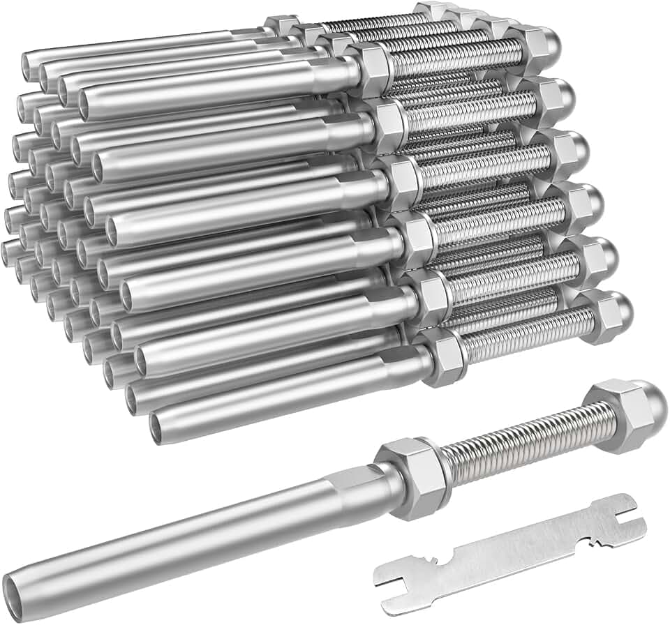 BLIKA 40 Pack 3/16" Cable Railing Swage Threaded Stud Tension End Terminal