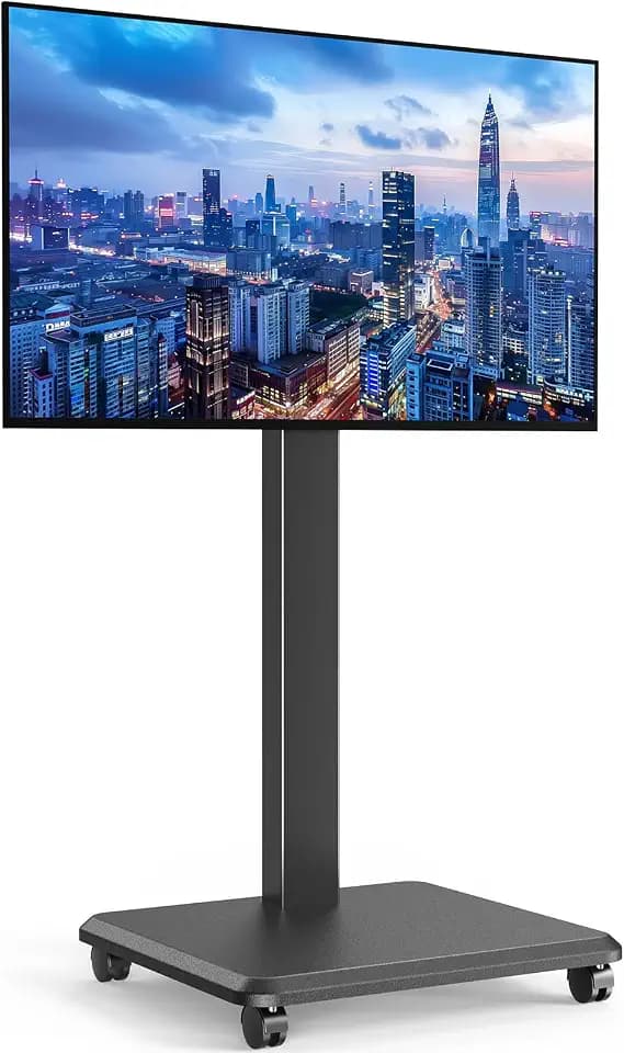 Portable Rolling TV Stand for 32-65 Inch Screens, Bedroom, Black