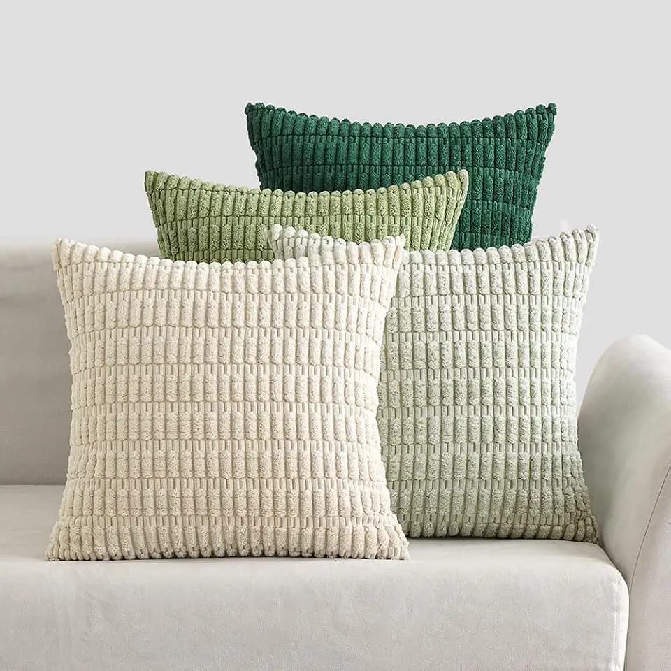 EMEMA Kordsamt Kissenbezug 4er Set 40x40 Grün Serie Sofakissen