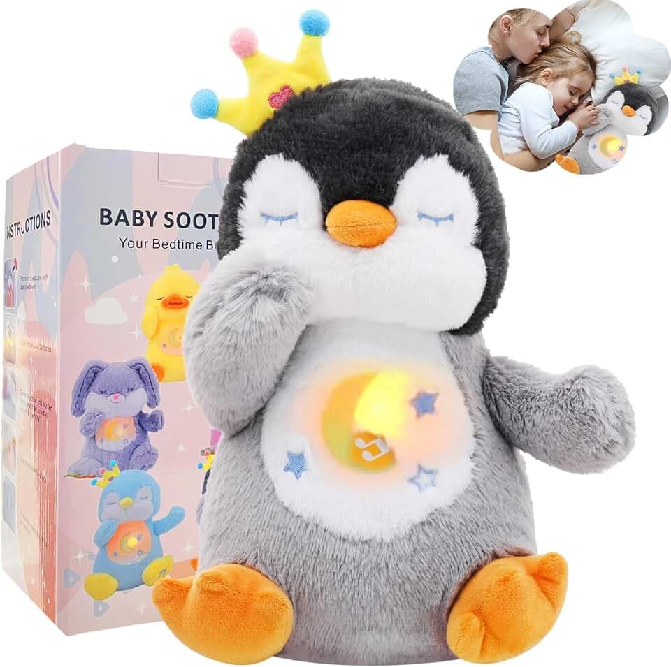Breathing Stuffed Animal, Soothe Penguin Plush for Kids for Anxiety