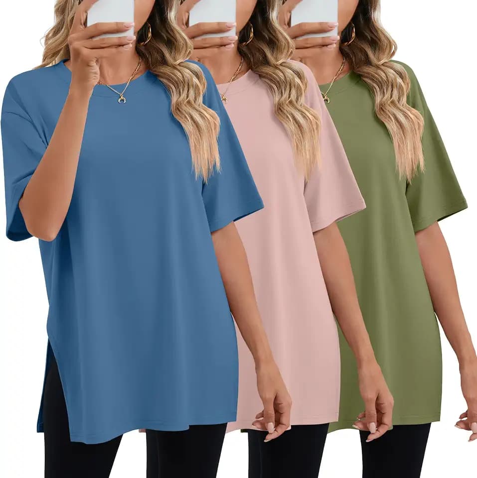 Huukeay 3 Pack Women's Oversized T Shirts Workout Tops