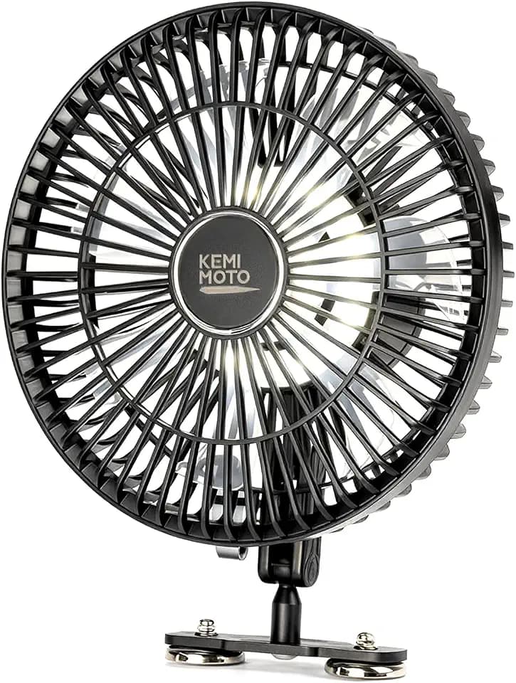 KEMIMOTO 8-Inch Magnetic Golf Cart Fan with 3 Light Modes & 6-Speed