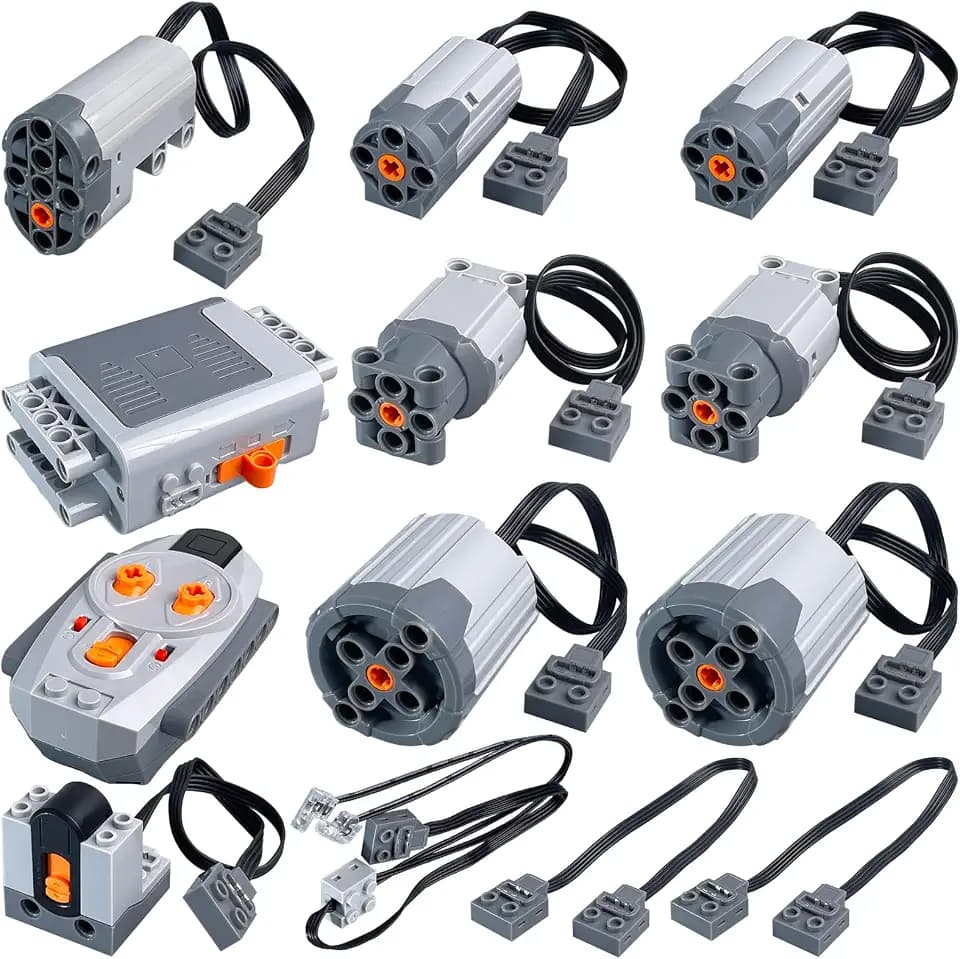 13-in-1 Power Function Motors Set Compatible with Technology Bricks, The Kit Parts Includes M L XL Servo Motor AA Battery Box, 2.4G Remote Control Receiver, Christmas and Birthday Gifts for MOC Player