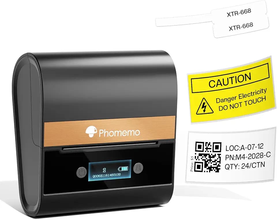 Phomemo Thermal Label Printer- M260+ Portable Bluetooth Printer,Wire and Cable Labeling Machine with 1.57"x1.18" White Paper, for Barcode, Small Address, Price Tags, Indoor Use, Mobile APP & PC Editor