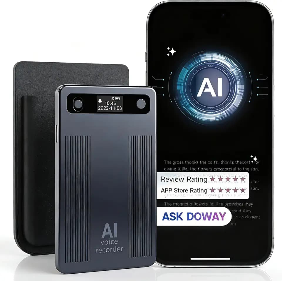 AI Voice Recorder, Transcribe & Summarize with AI, App Control, Supports 120+ Languages for Lectures, 64GB Memory, Audio Recorder for Lectures, Meetings, Calls,Blue