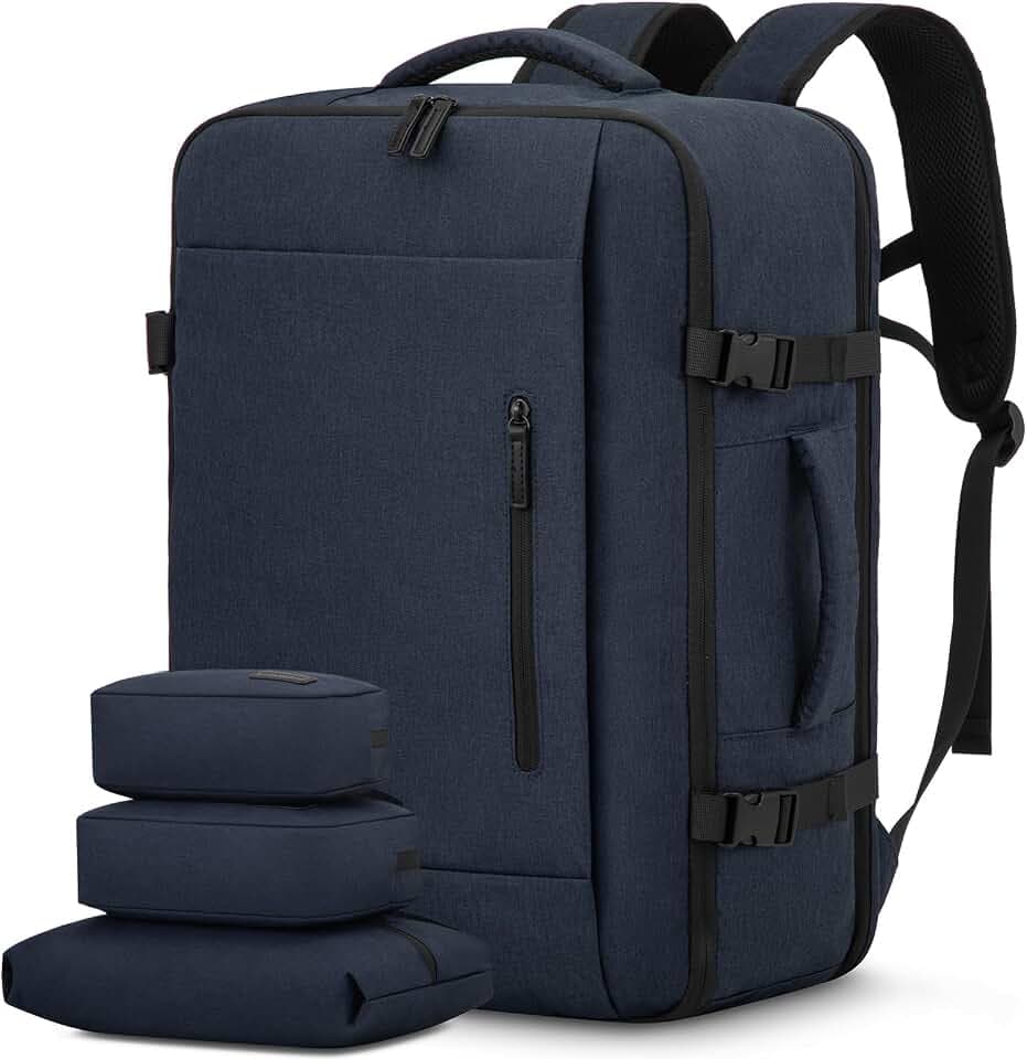 LOVEVOOK Reiserucksack Handgepäck Flugzeug, 40L Groß Rucksack Kofferrucksack Travel Backpack Carry On Luggage für 17,3 Zoll Laptop, Reisetasche Koffer Herren Damen Cabin Bag für Reise, Dunkelblau