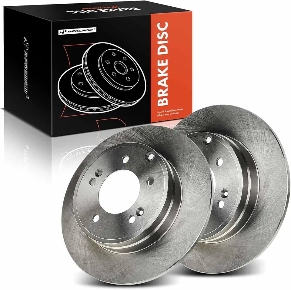 A-Premium 11.18 inch (284mm) Rear Solid Disc Brake Rotors, 2-Pack