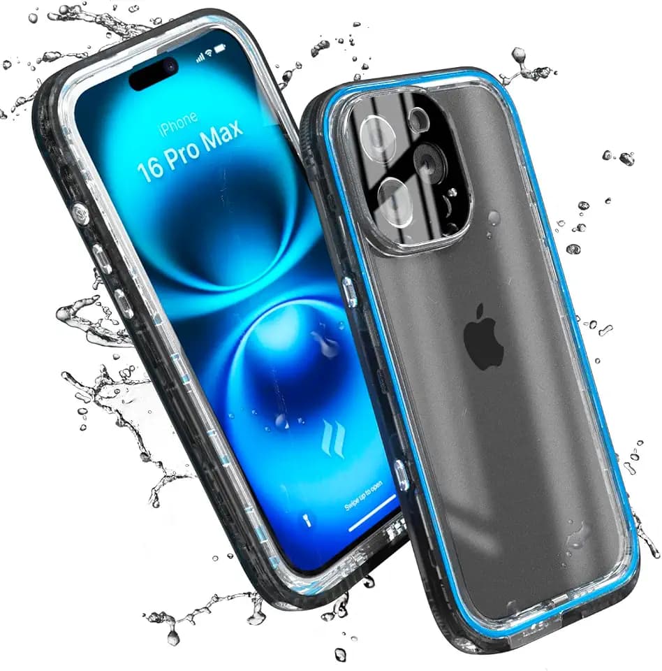 Catalyst Total Protection Case for iPhone 16 Pro Max - 5X More Waterproof Case for iPhone 16 Pro Max, Drop Proof with 9H Scratch Resistant Screen Protector, Wireless Charging, Clearer Audio Black