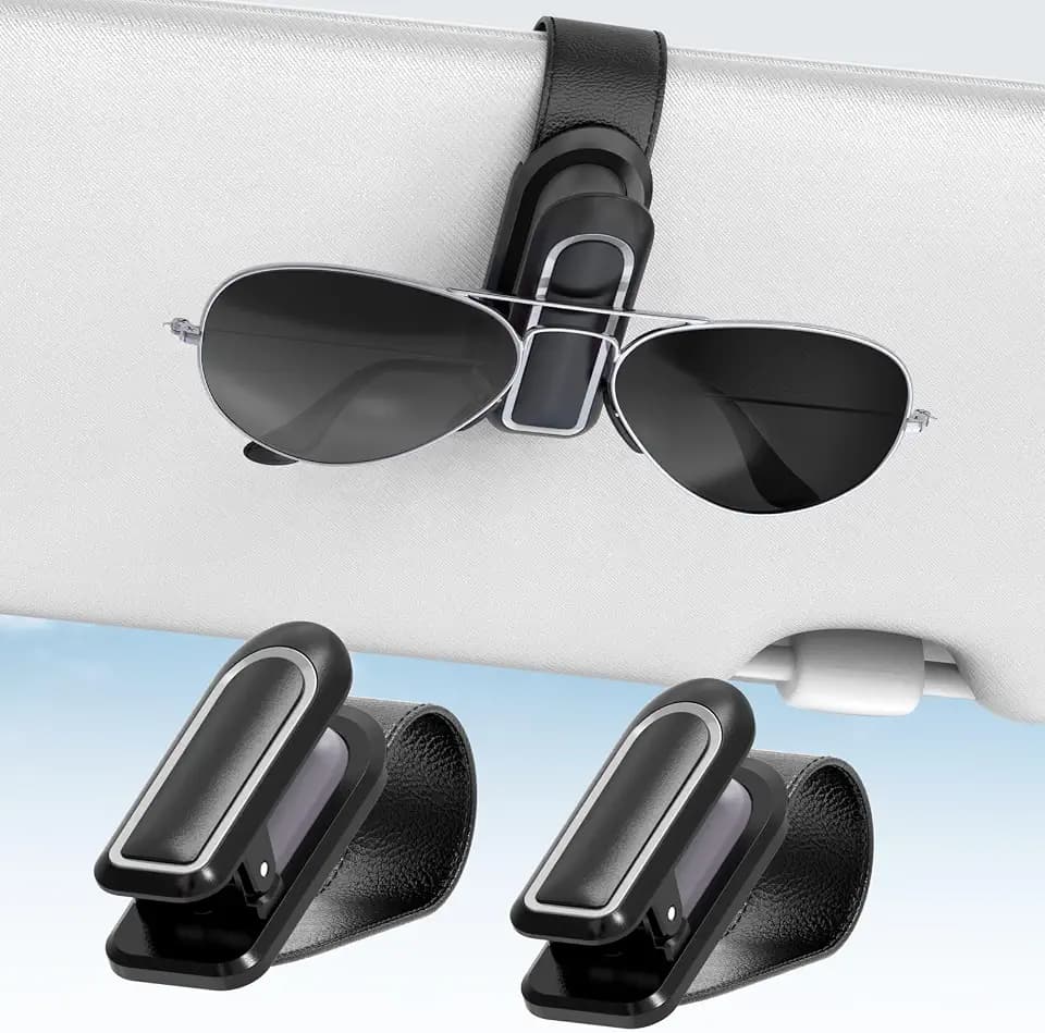 Veharvim Sunglass Holder for Car, 2 Pack, Secure Metal Clip