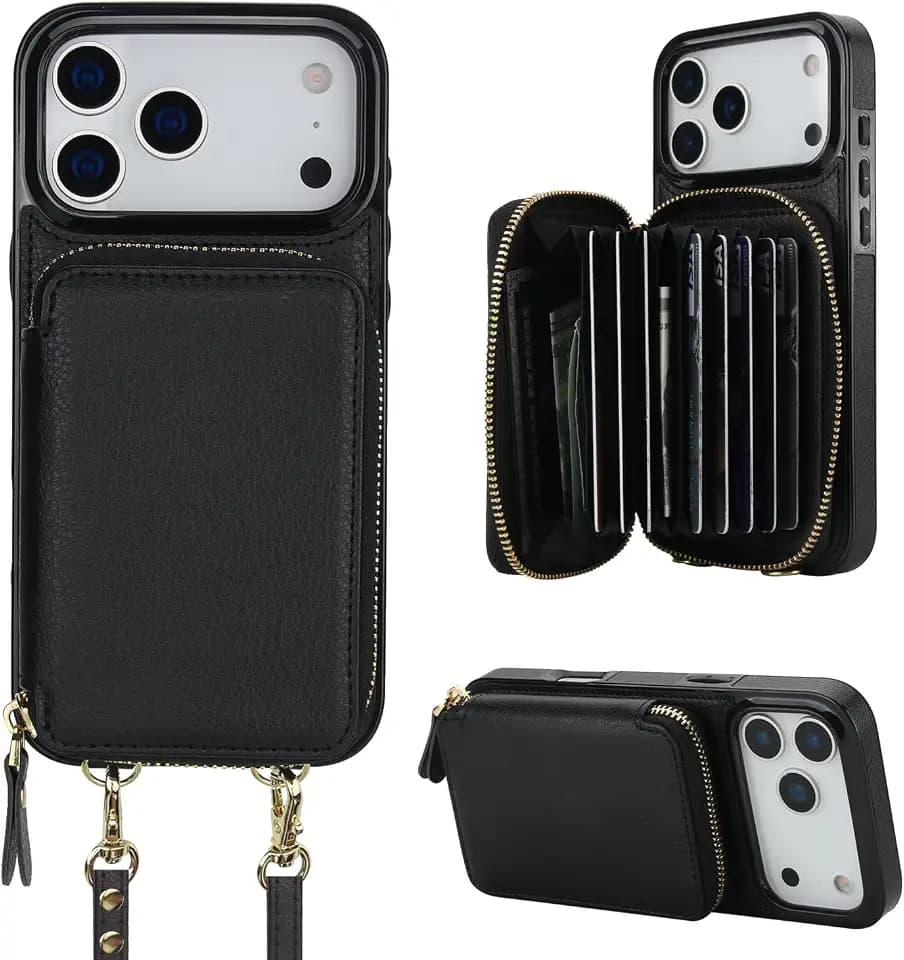 Bocasal Crossbody Wallet Case for iPhone 18 Pro Max / 17 Pro Max, Black