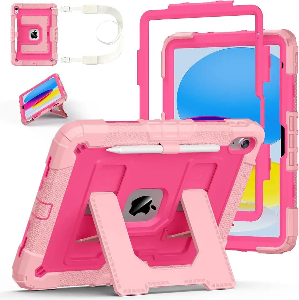 Case for ipad A16 11th/10th Generation 11/10.9 Inch Auorld Cases, Pink Rose
