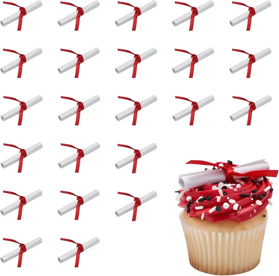 Graduation Diploma Cupcake Decoration Toppers | 24 Pack Party Cake Rings