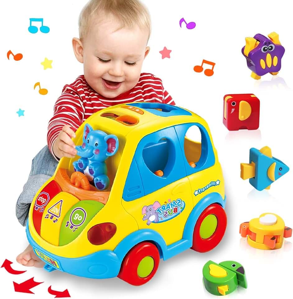 KALOISYHE Baby Spielzeug ab 1 Jahr Babyspielzeug ab 12 18 Monate | Kinderspielzeug ab 1 2 3 Jahre Mädchen Junge Kinder,Sortieren Bus Geschenk Tiergeräusche Musik Auto für Kleinkind